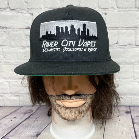 YUPOONG The Classics Snapback Hat Cap Black River City Embroidered Adjustable - Picture 1 of 8